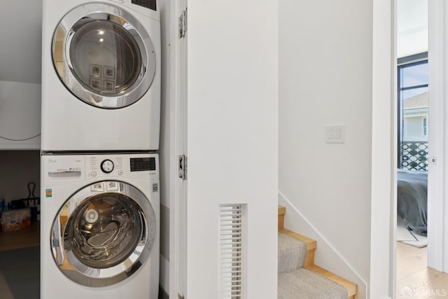 131 Missouri St Unit 402, San Francisco, CA 94107 - washroom featuring stacked washer / dryer