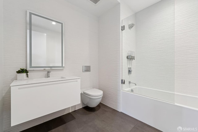 131 Missouri St Unit 402, San Francisco, CA 94107 - bathroom with toilet, bathtub / shower combination, vanity, tile walls, and tile patterned floors