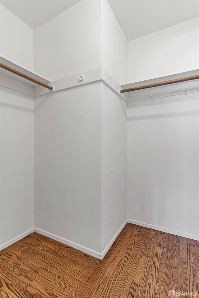 walk in closet featuring wood finished floors