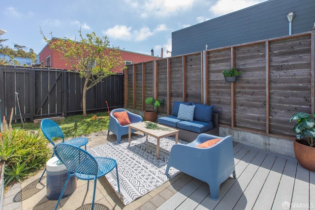 287 Staples Ave, San Francisco, CA 94112 - wooden deck with outdoor lounge area and a fenced backyard