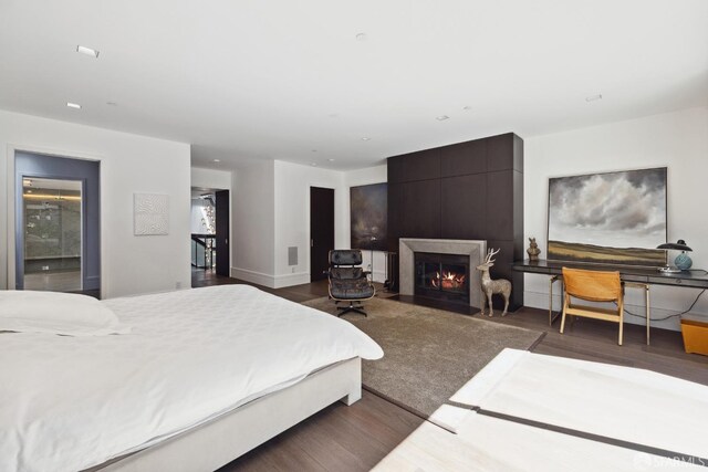 bedroom featuring dark hardwood / wood-style floors