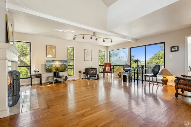 3062 Soda Canyon Rd, Napa, CA 94558 - living area with a wood stove and wood finished floors