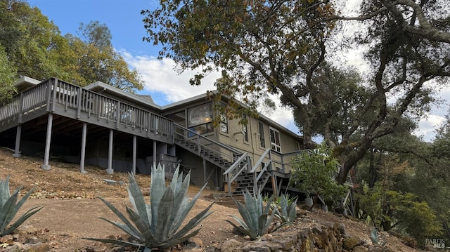 3062 Soda Canyon Rd, Napa, CA 94558 - rear view of house with a wooden deck and stairs