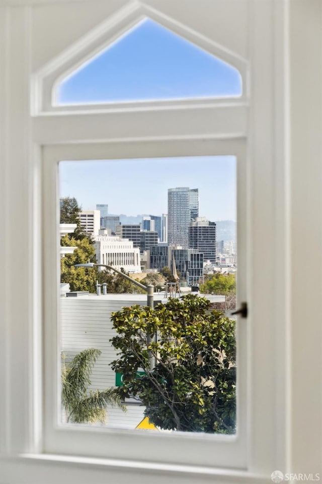 interior space with a view of city