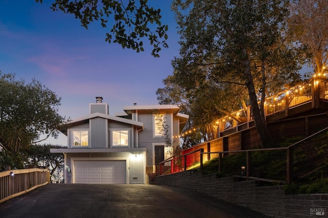 exterior space featuring a garage