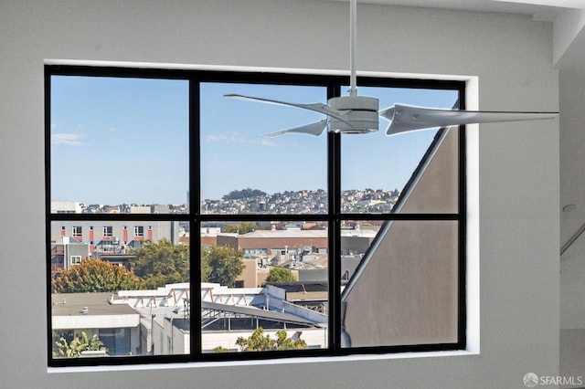 interior details with ceiling fan