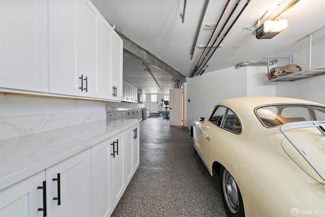 garage with a garage door opener