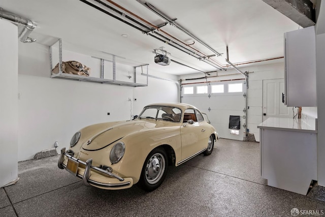 garage with a garage door opener