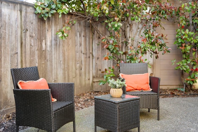 view of patio featuring fence private yard