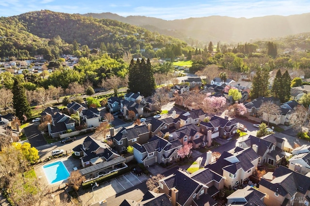 aerial view with a residential view and a mountain view