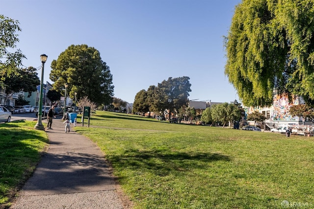 view of home's community with a yard