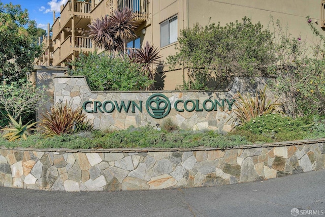 view of community sign