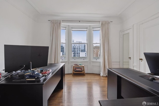 office featuring dark hardwood / wood-style floors