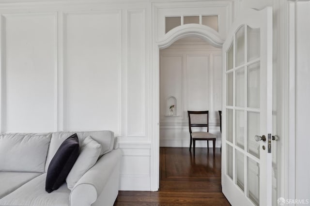 interior space featuring dark hardwood / wood-style flooring