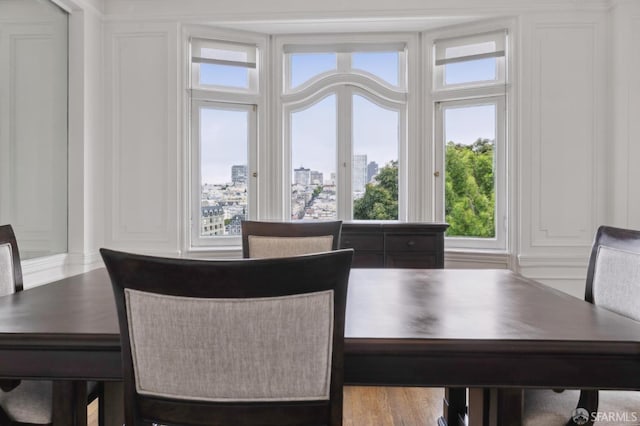 dining room with light wood-type flooring