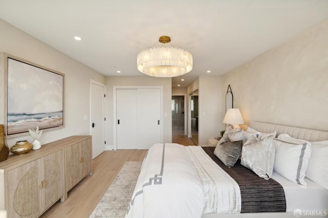 bedroom featuring light hardwood / wood-style floors