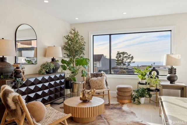 sitting room featuring hardwood / wood-style flooring