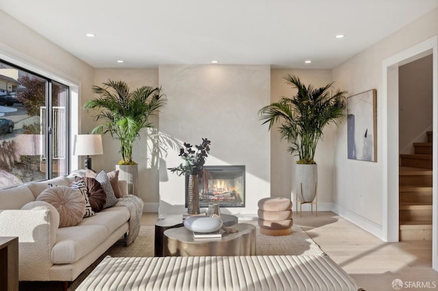 living room with light wood-type flooring