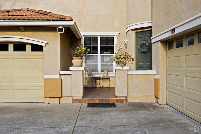 entrance to property with a garage