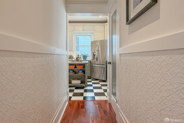 241 Lily St Unit B, San Francisco, CA 94102 - corridor with dark wood-style floors and wainscoting