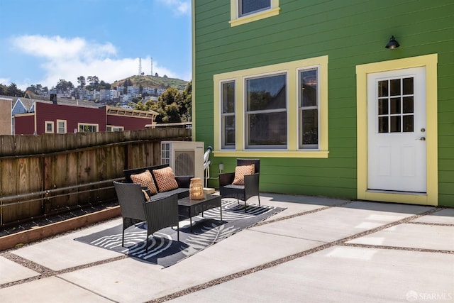 152-154 Ord St, San Francisco, CA 94114 - view of patio featuring fence, an outdoor hangout area, and a mountain view