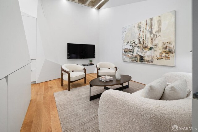 living room with light wood-type flooring