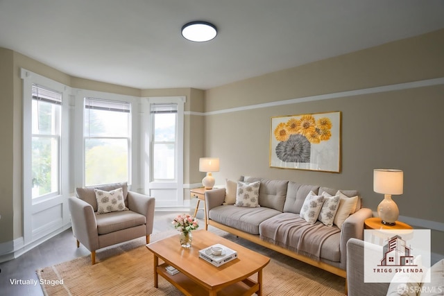 living room with hardwood / wood-style flooring