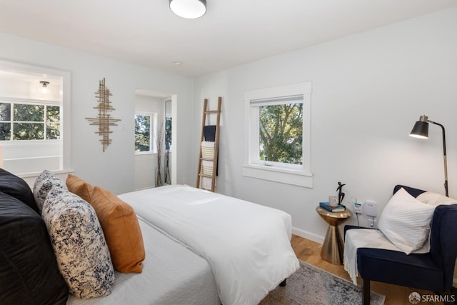 bedroom featuring light hardwood / wood-style flooring