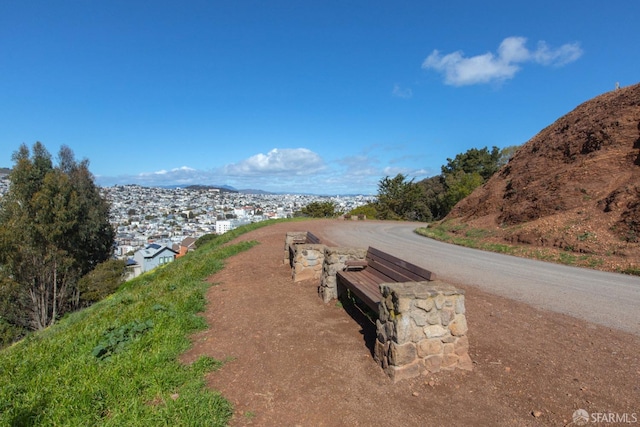 view of street with a mountain view