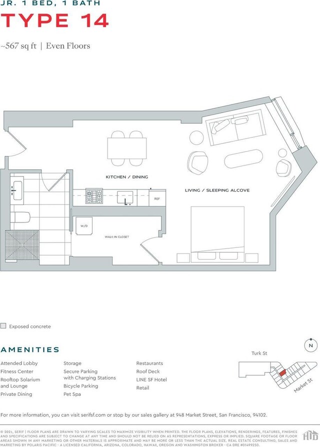 960 Market St Unit 514, San Francisco, CA 94102 - floor plan / room layout