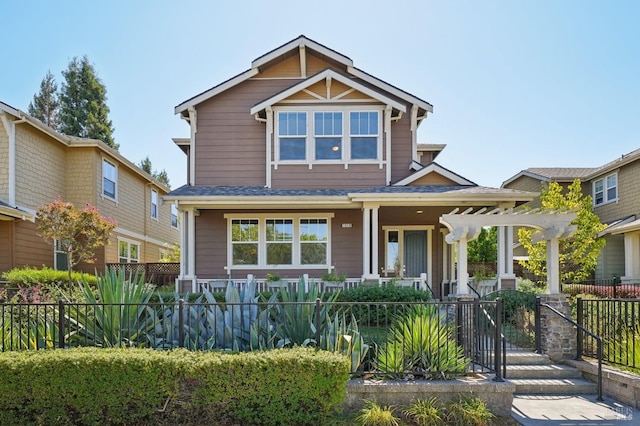 craftsman-style house featuring a pergola