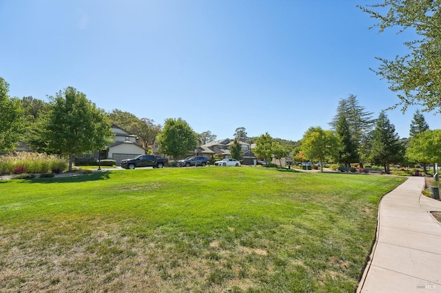 view of property's community with a yard