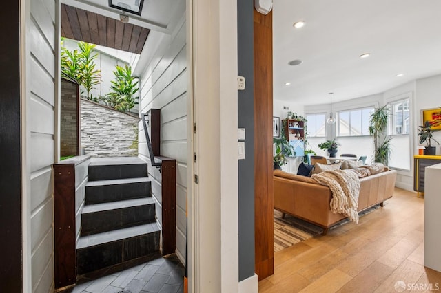 392 Corbett Ave, San Francisco, CA 94114 - stairs featuring wood finished floors and recessed lighting