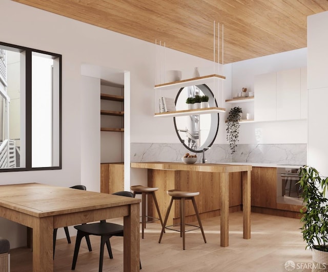 28-30 Sonoma St, San Francisco, CA 94133 - dining area with light wood finished floors and wood ceiling