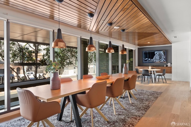 sunroom with wooden ceiling