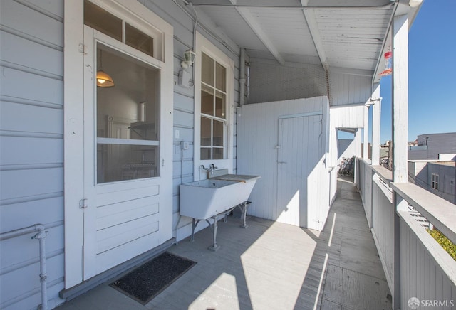 balcony with a sink