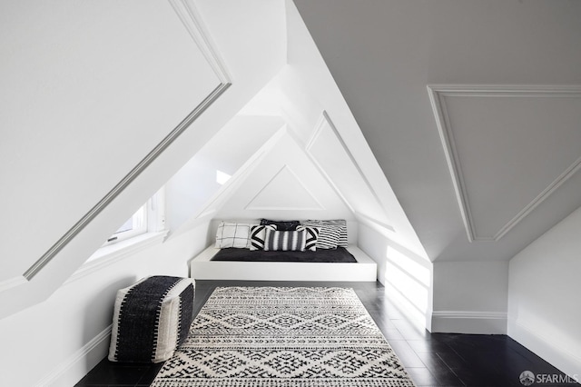 stairway with attic access and baseboards