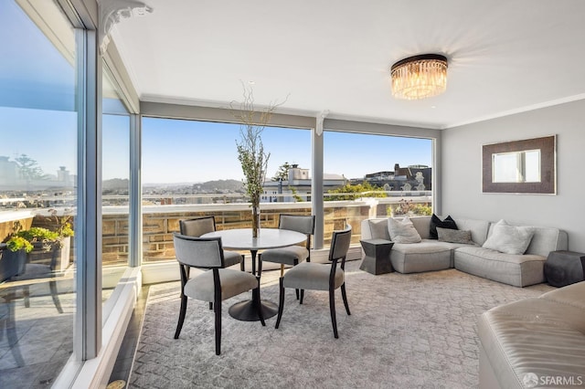 interior space featuring a wealth of natural light and a view of city