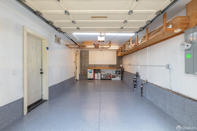 garage with a garage door opener