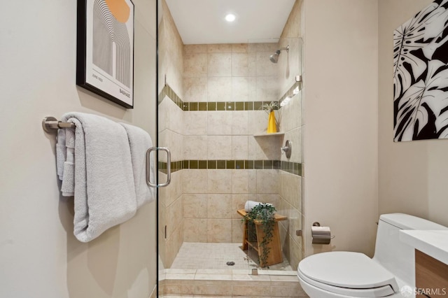 1 S Park St Unit 308, San Francisco, CA 94107 - full bath with toilet, a stall shower, recessed lighting, and vanity