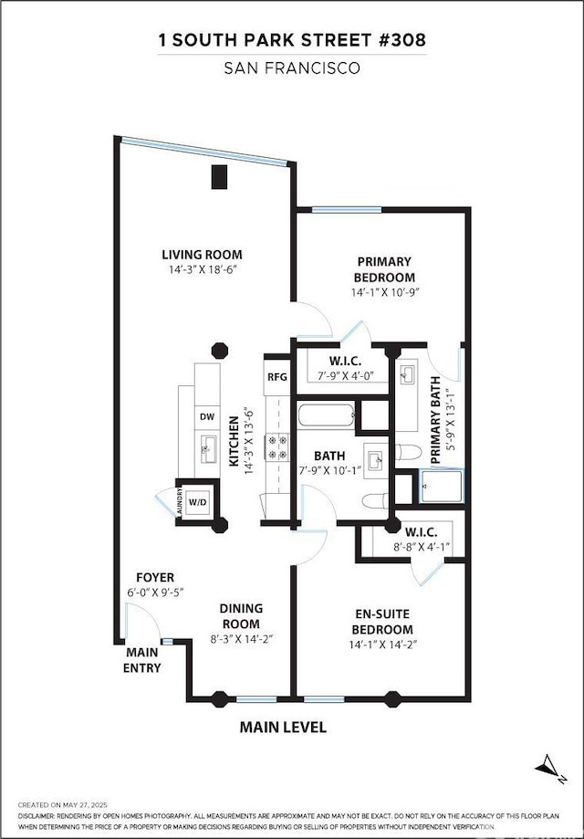1 S Park St Unit 308, San Francisco, CA 94107 - room layout
