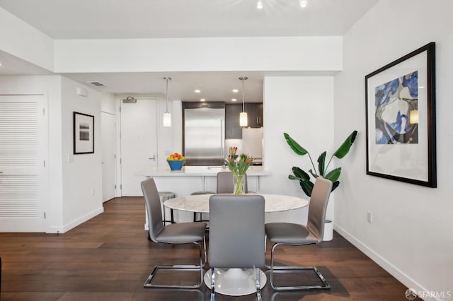 2655 Bush St Unit 603, San Francisco, CA 94115 - dining room featuring visible vents, baseboards, and dark wood-style floors