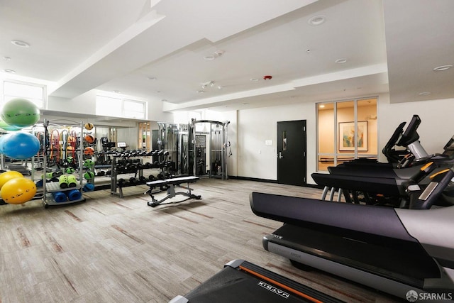 2655 Bush St Unit 603, San Francisco, CA 94115 - workout area with light wood-style flooring and a wealth of natural light
