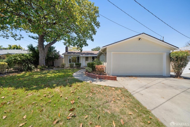4649 Theta St, Fremont, CA 94536 - ranch-style home with an attached garage, concrete driveway, and a front lawn
