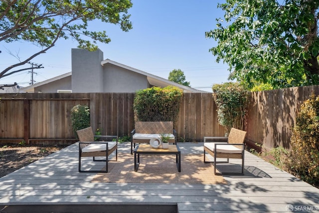 4649 Theta St, Fremont, CA 94536 - wooden terrace with a fenced backyard and outdoor lounge area