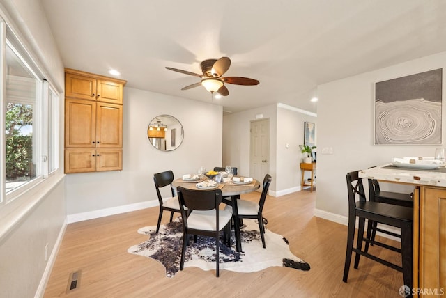 4649 Theta St, Fremont, CA 94536 - dining room featuring light wood-style floors, ceiling fan, and recessed lighting