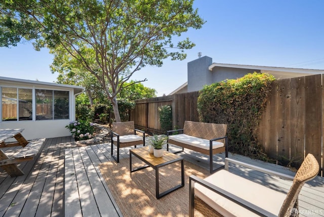 4649 Theta St, Fremont, CA 94536 - deck with outdoor lounge area and a fenced backyard