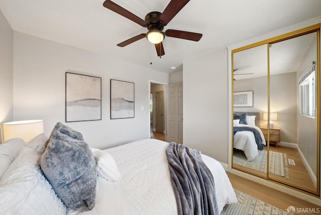 4649 Theta St, Fremont, CA 94536 - bedroom with wood finished floors, a closet, and a ceiling fan