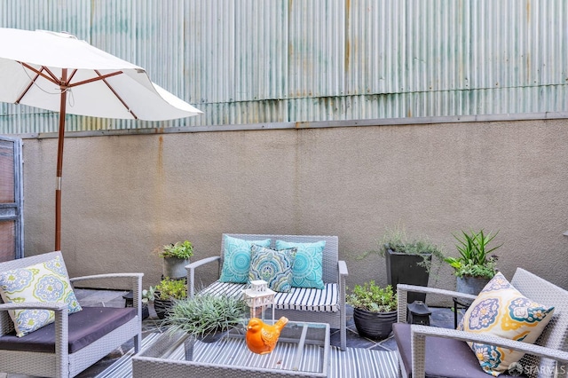 view of patio / terrace with an outdoor living space