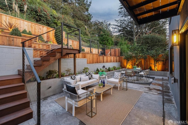 view of patio with an outdoor hangout area